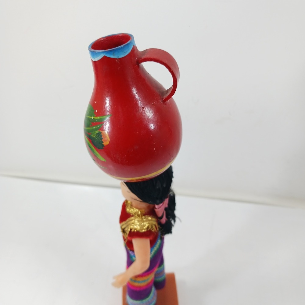 Vintage Guatemalan Souvenir Doll Traditional Dress Water Jug Folk Art 12.5" - Picture 11 of 15